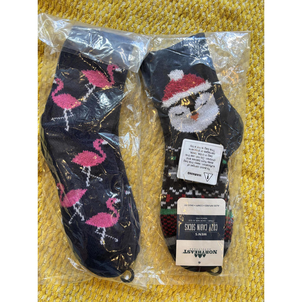 Cozy Cabin Mens Socks Shoe Size‎ 8-12.5 Aloe Infused